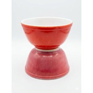 Vintage UNNUMBERED Pyrex Early Red Primary 1.5 QT Nesting Bowls PAIR Rare 1940s
